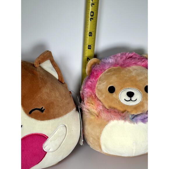 Squishmallows Regina 8" Valentine Corgi NWT & Leonard 7" Rainbow Mane Set - Picture 5 of 6
